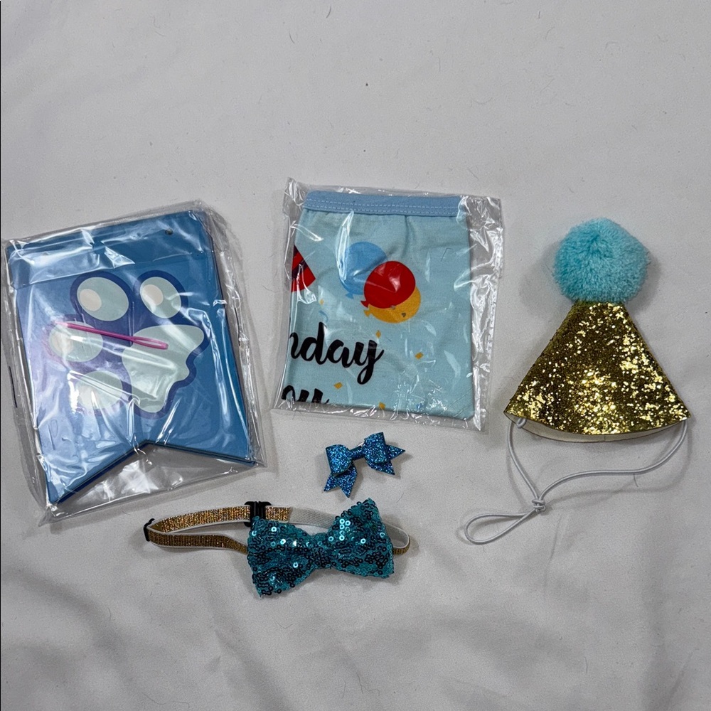 Sparkling Gold and Blue Dog Party Set